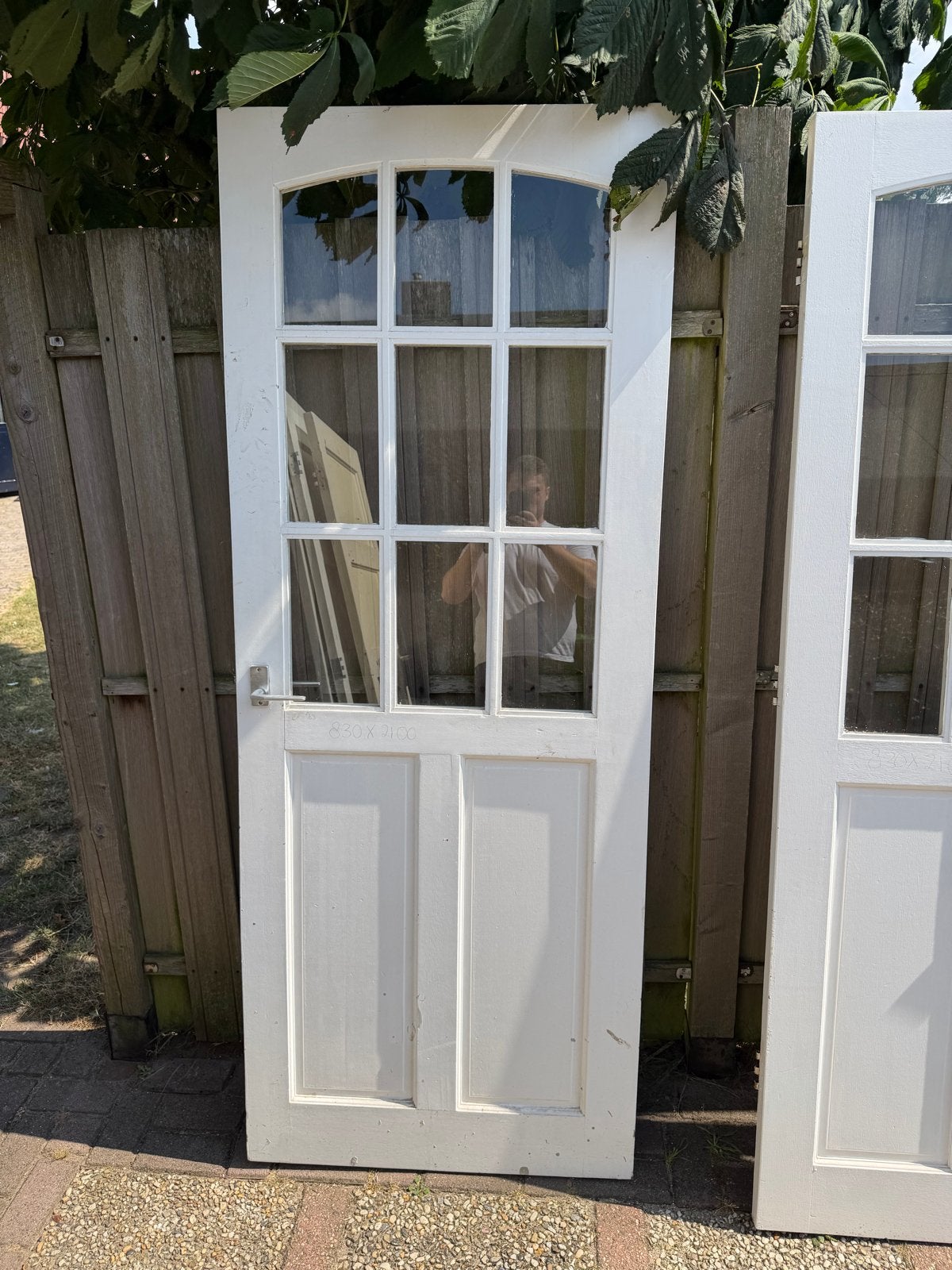 Witte binnendeur met glas, 83x210 cm 2 stuks, Ophalen, Gebruikt, 80 tot 100 cm, Binnendeur