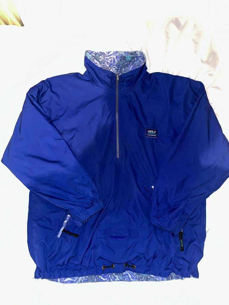 Unisex retro 90s-00s blauw jas / Vintage 90s pullover jacket, Ophalen of Verzenden, Zo goed als nieuw, Maat 48/50 (M), Blauw