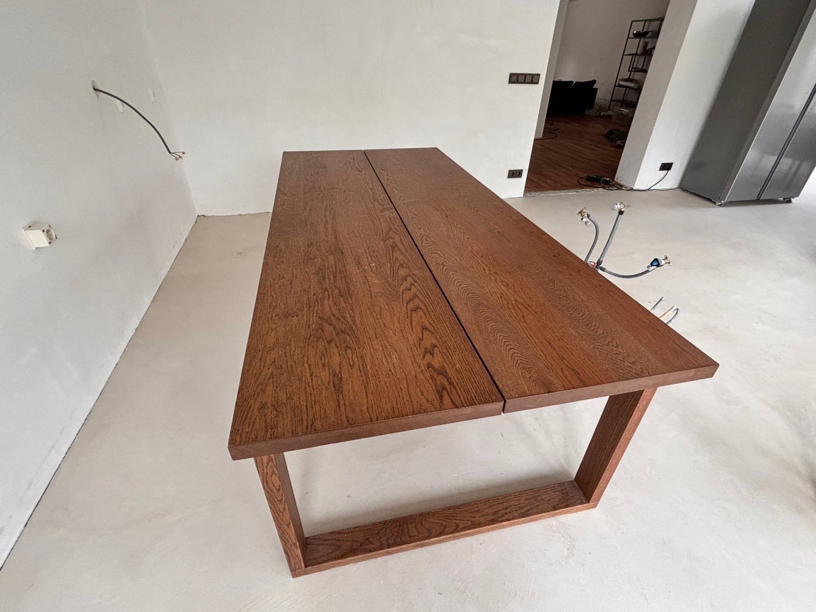 IKEA MÖRBYLÅNGA eettafel 220x100 cm – eikenfineer bruin, Ophalen, 200 cm of meer, 50 tot 100 cm, Zo goed als nieuw