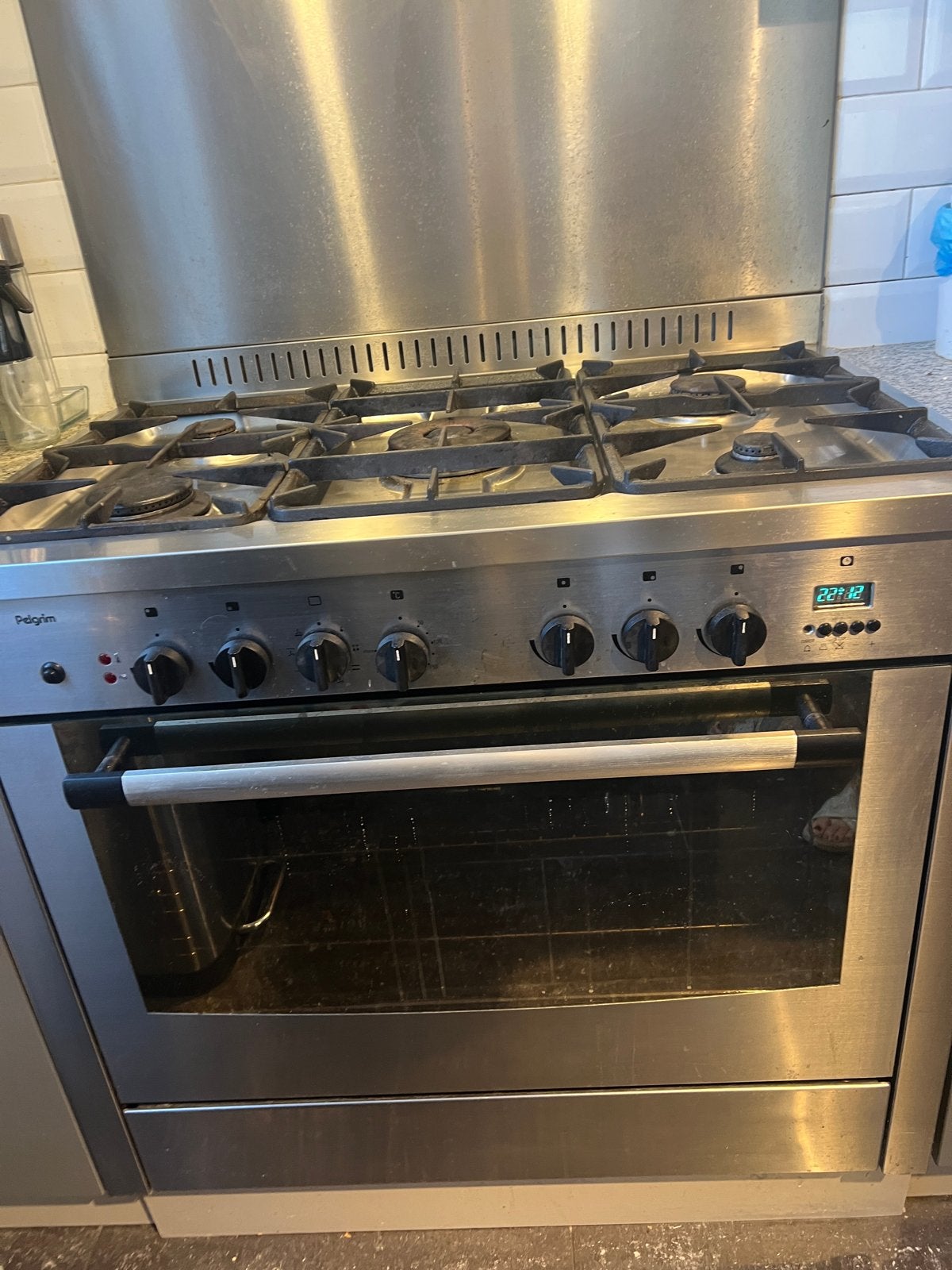 Pelgrim RVS gasfornuis 90 cm met 5 pitten en oven, Witgoed en Apparatuur, Fornuizen, Ophalen, Gebruikt, Hete lucht, 60 cm of meer
