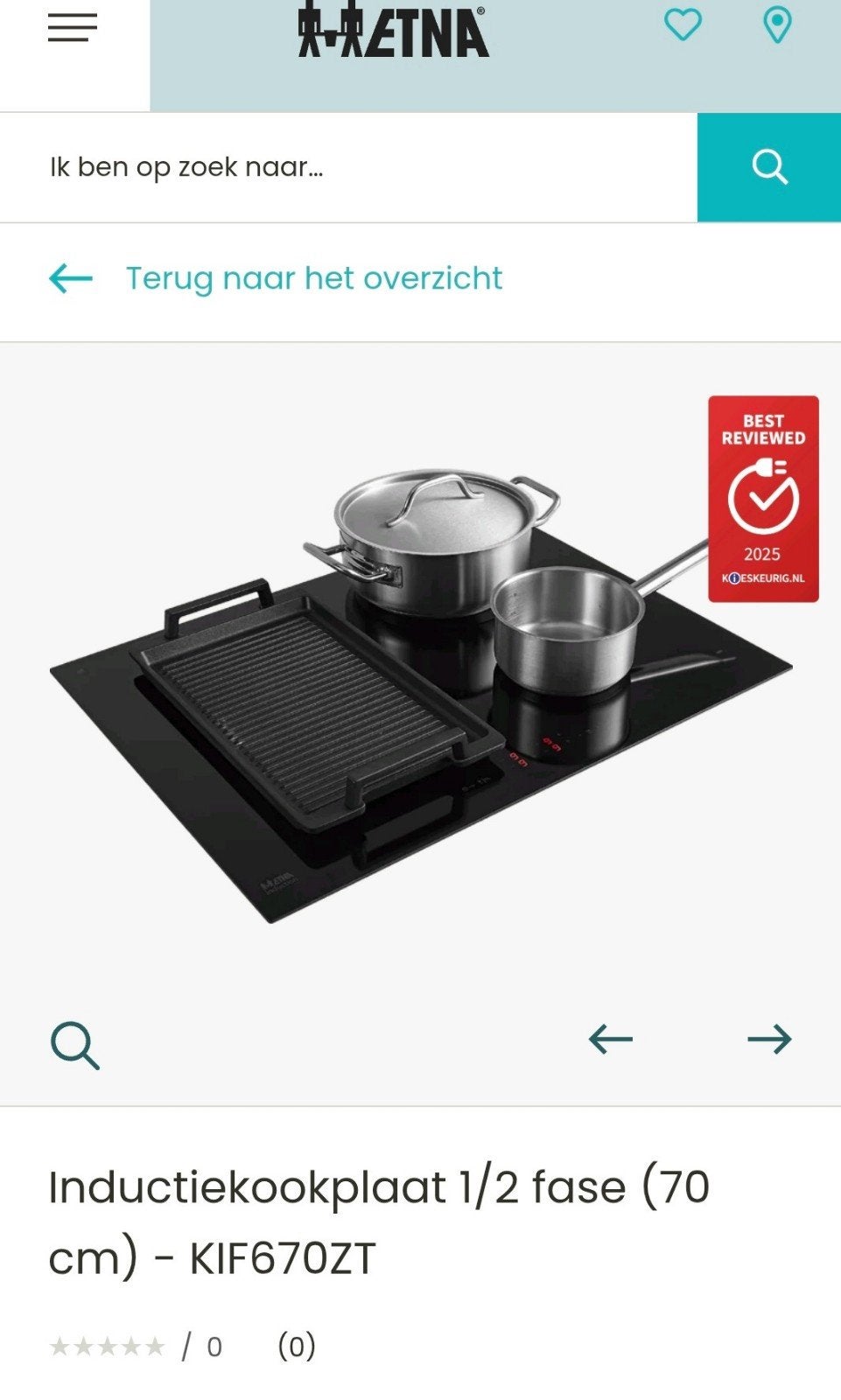 Inductiekookplaat met kleine storing, Ophalen, Inbouw, Inductie, 4 kookzones