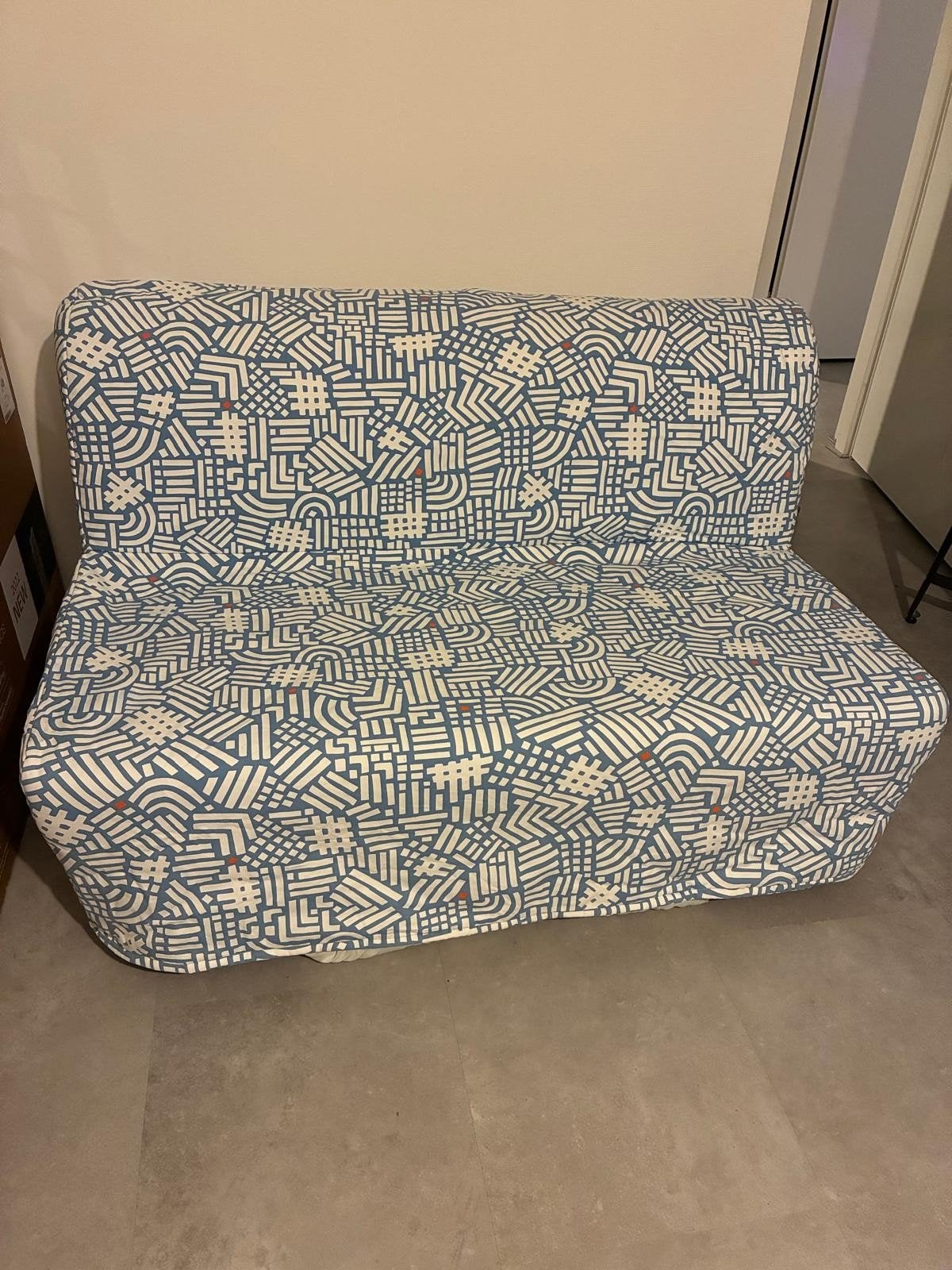IKEA LYCKSELE LÖVÅS slaapbank met hoes, Gebruikt, Blauw, Tweepersoons, 200 cm