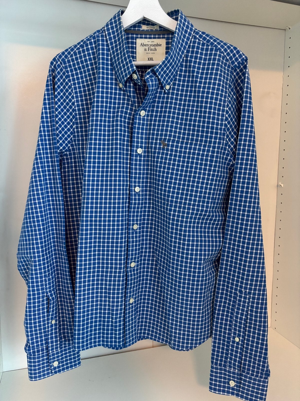 Abercrombie & Fitch Geruit Overhemd - Maat XXL, Ophalen of Verzenden, Zo goed als nieuw, Blauw, Overige halswijdtes