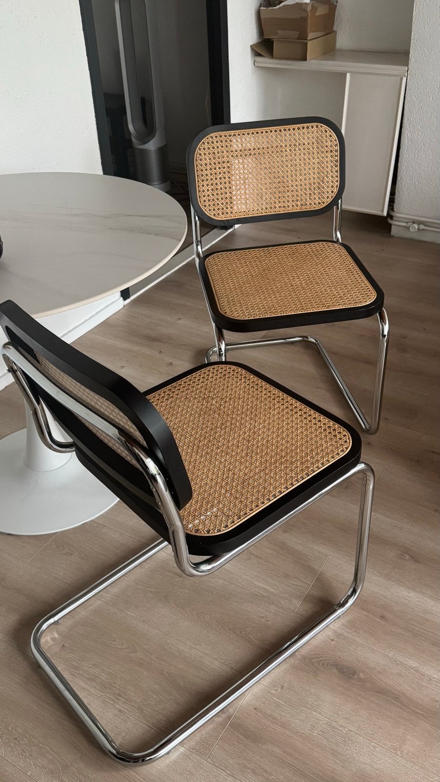 2x Cesca eetkamerstoelen - Zwart/Chroom -, Ophalen, Twee, Zwart, Zo goed als nieuw