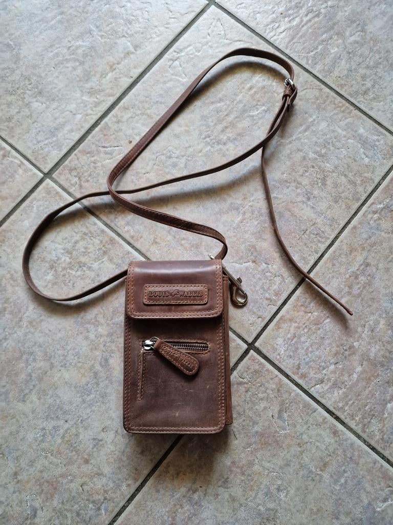Lederen louis Wallet telefoon tasje creditcard festival, Ophalen of Verzenden, Zo goed als nieuw, Bruin