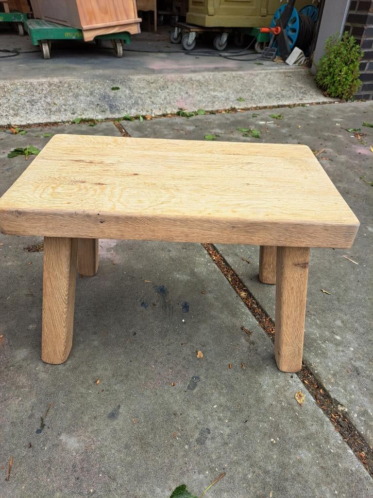 Massief   Eikenhouten bijzettafels set van 2, Ophalen of Verzenden, Christiaen Huygensstraat, Rechthoekig, Hout