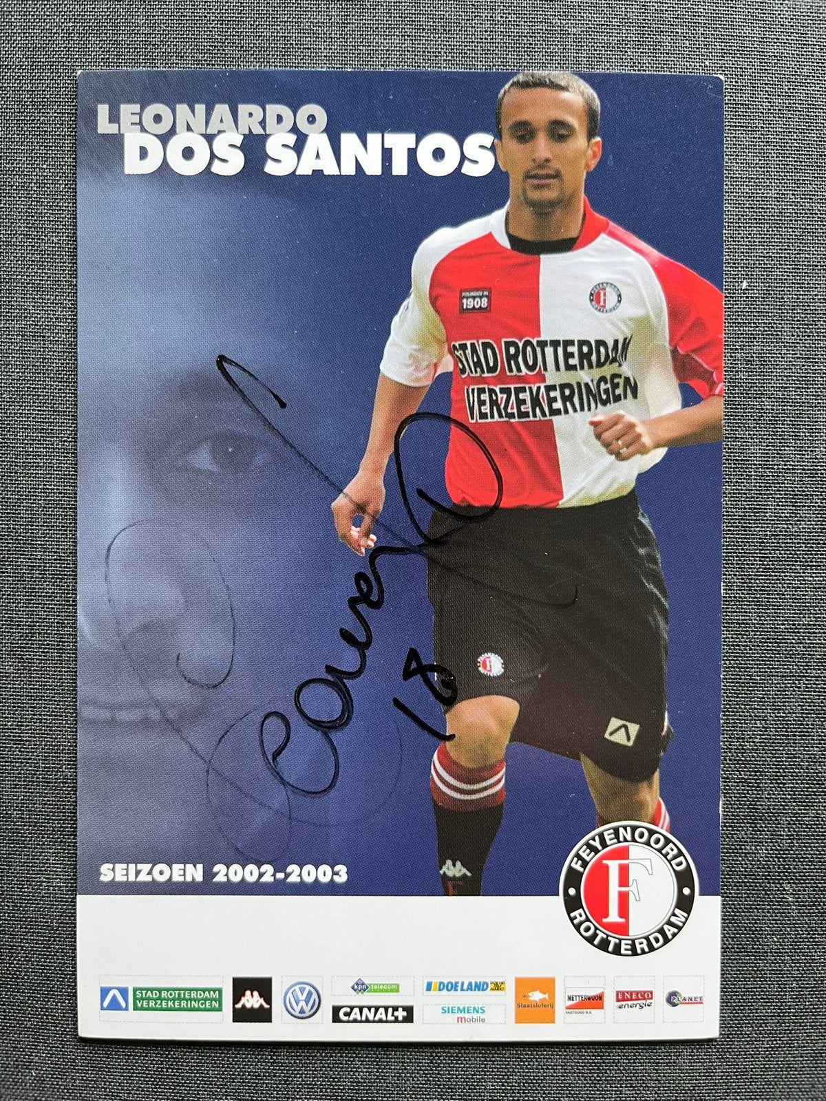 Feyenoord spelerskaart Leonardo dos Santos met handtekening, Ophalen of Verzenden, Zo goed als nieuw, Feyenoord, Spelerskaart