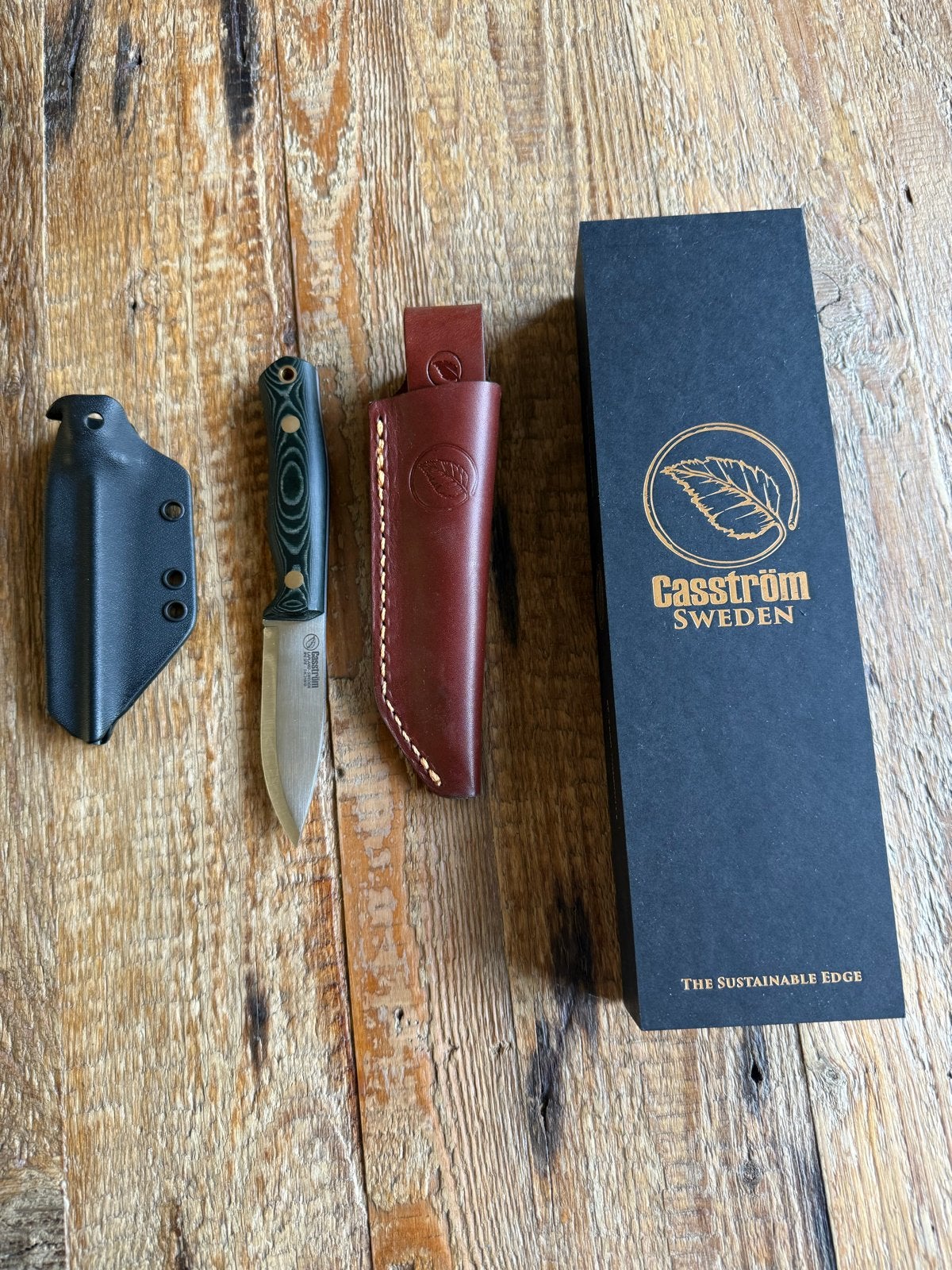 Cassström no8 Bushcraft Mes met Kydex en Leren Schede, Ophalen of Verzenden, Zo goed als nieuw