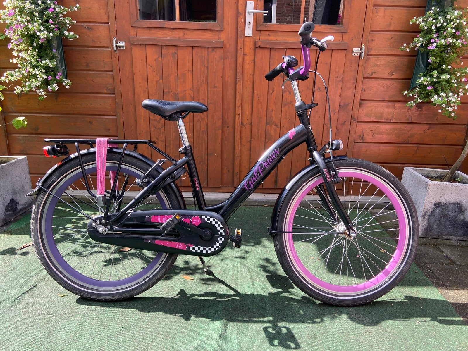 Alpina Girl Power kinderfiets 24 inch, Velgrem, Ophalen of Verzenden, Handrem, Gebruikt