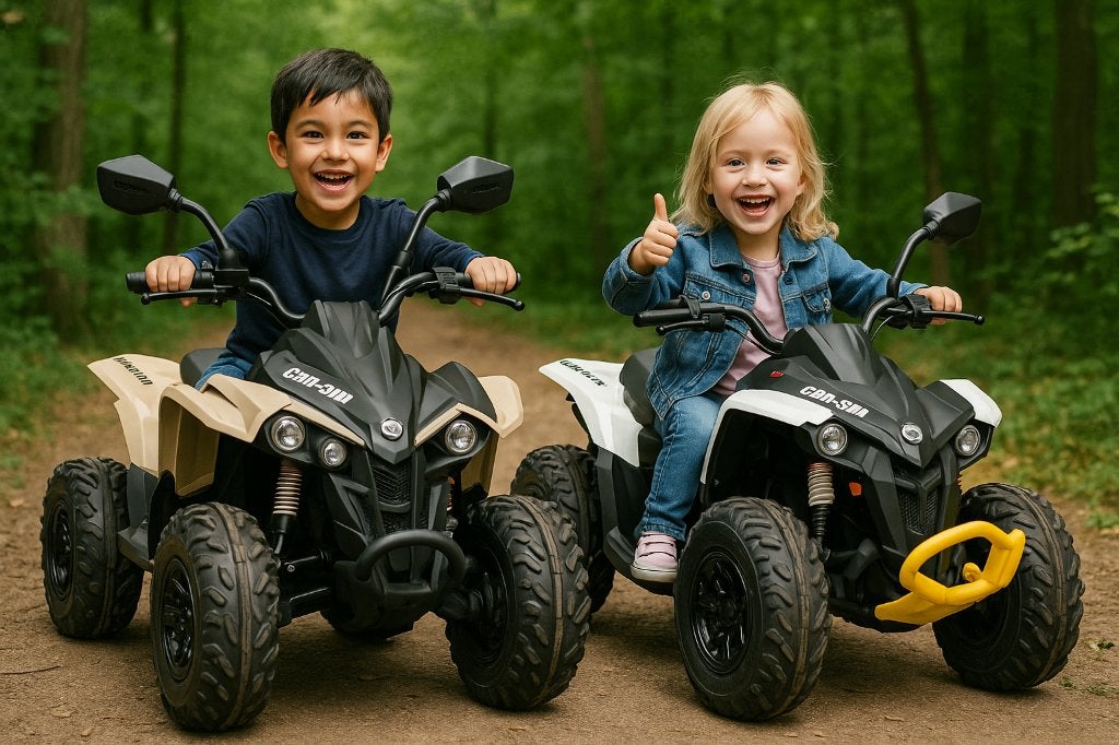 Kinder Accu Quad can-am 12v Rubberband -Leder zit NIEUW!, Nieuw