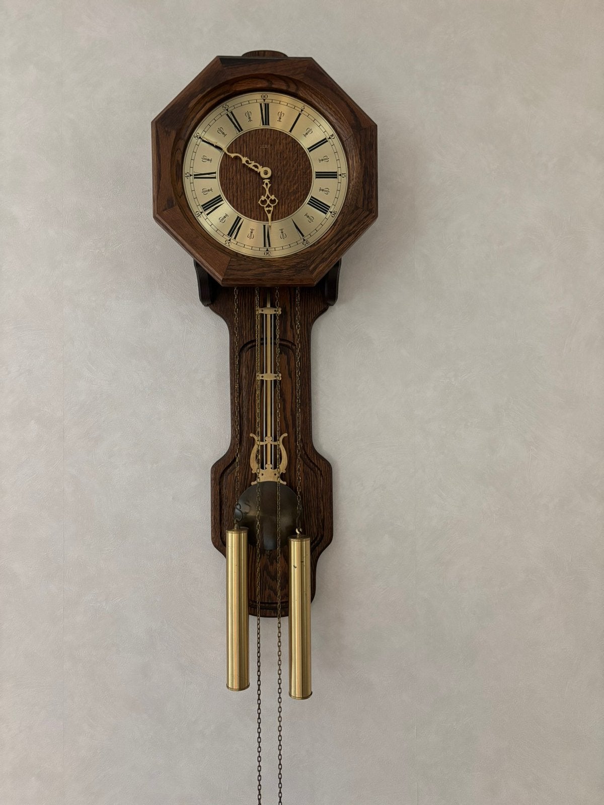 Vintage houten wandklok met slinger - Jeka, Ophalen