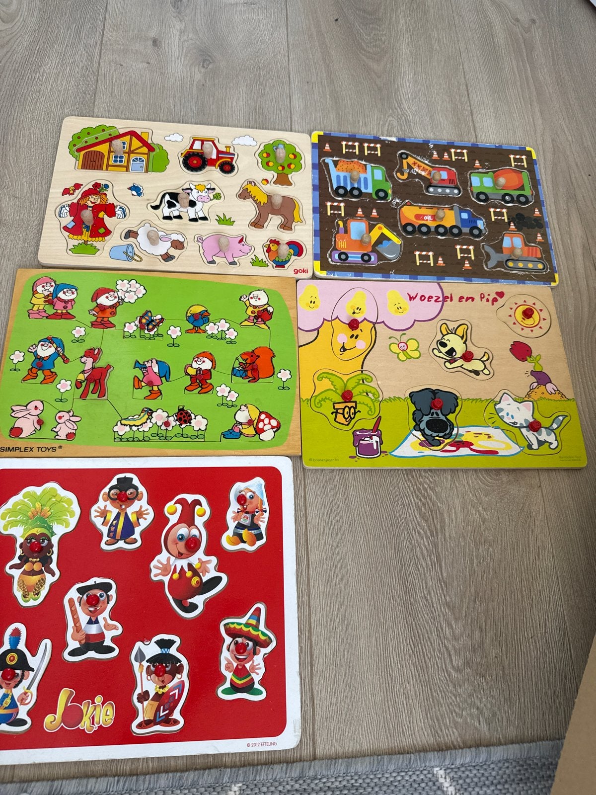 Houten puzzels Jokie, Woezel en Pip, Boerderij, Ophalen, 2 tot 4 jaar, Gebruikt, Van hout