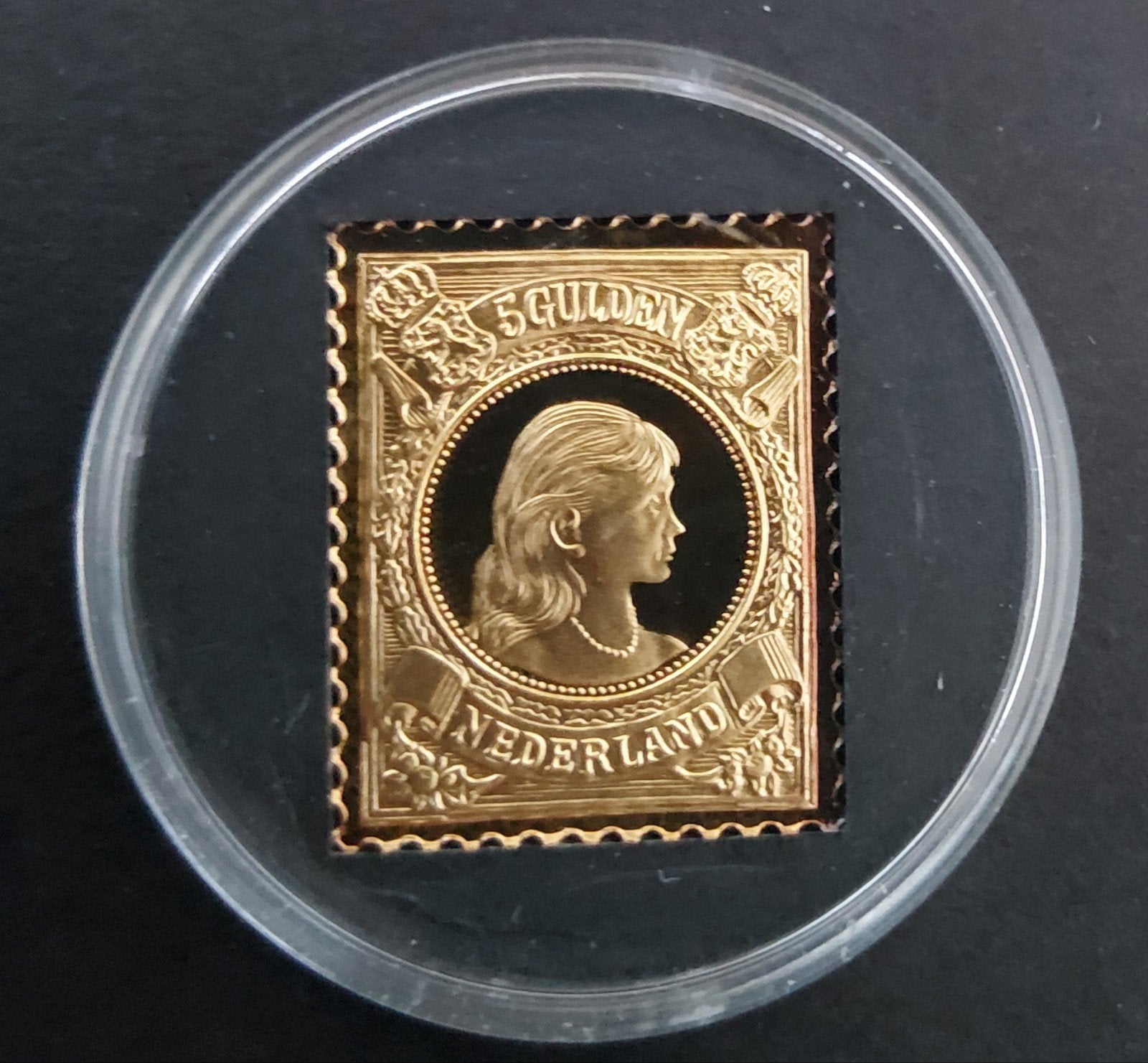 Postzegel (zilver) replica prinses Wilhelmina/Willem III, Postzegels en Munten, Verzenden, Na 1940, Postfris