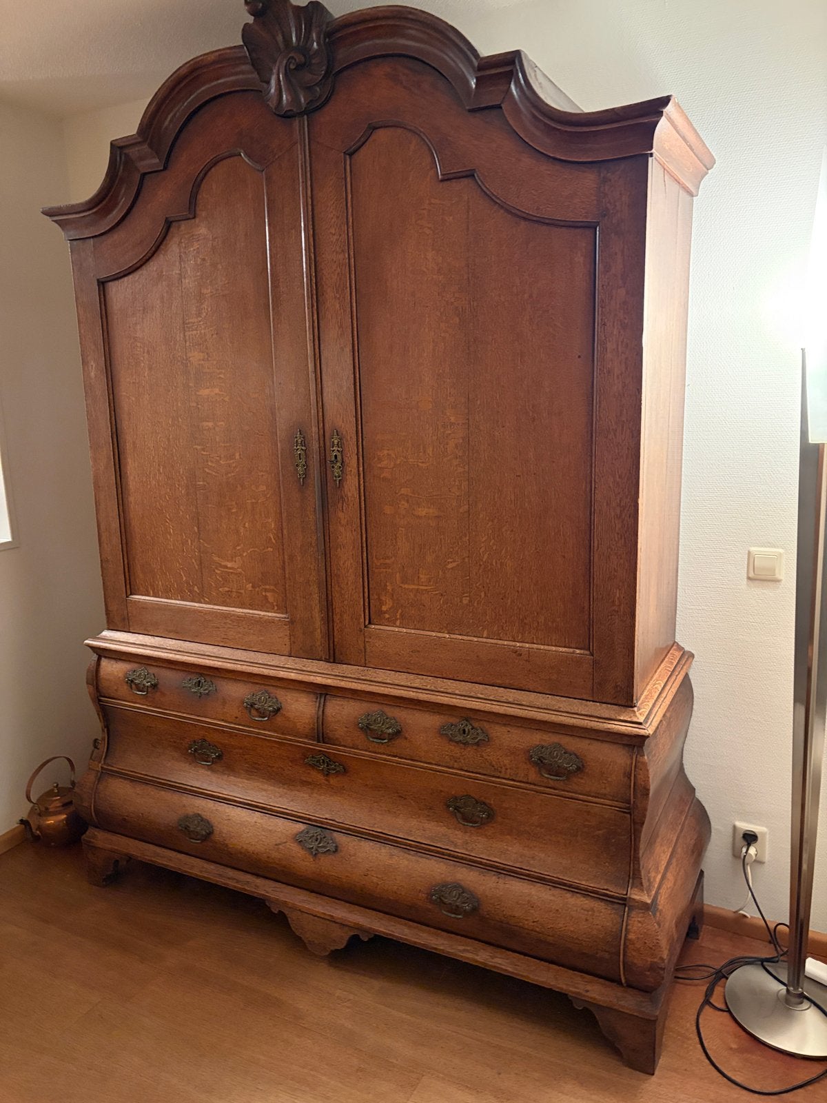 Antieke Eikenhouten Kuifkast met Ladeblok, Antiek en Kunst, Ophalen