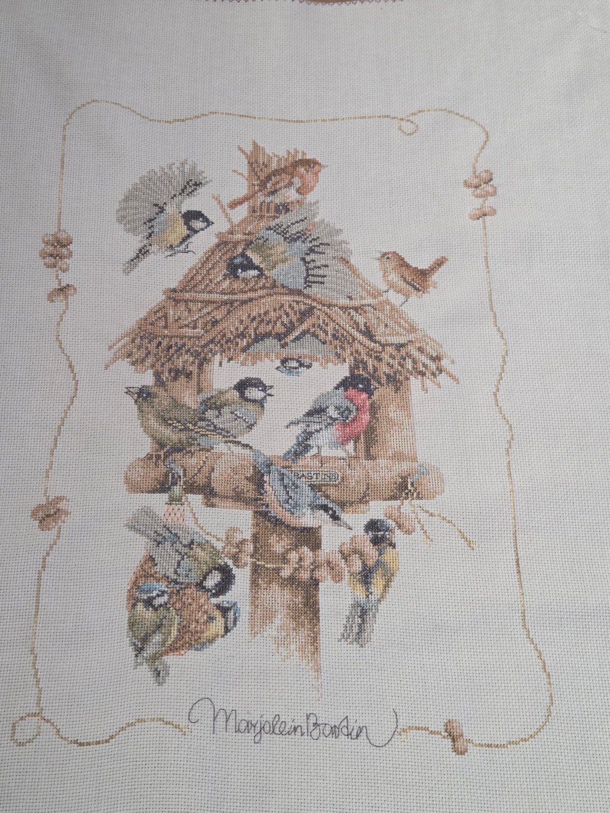 Om in te lijsten, Marjolein Bastin vogelhuisje, Ophalen of Verzenden, Minder dan 50 cm, Schilderij