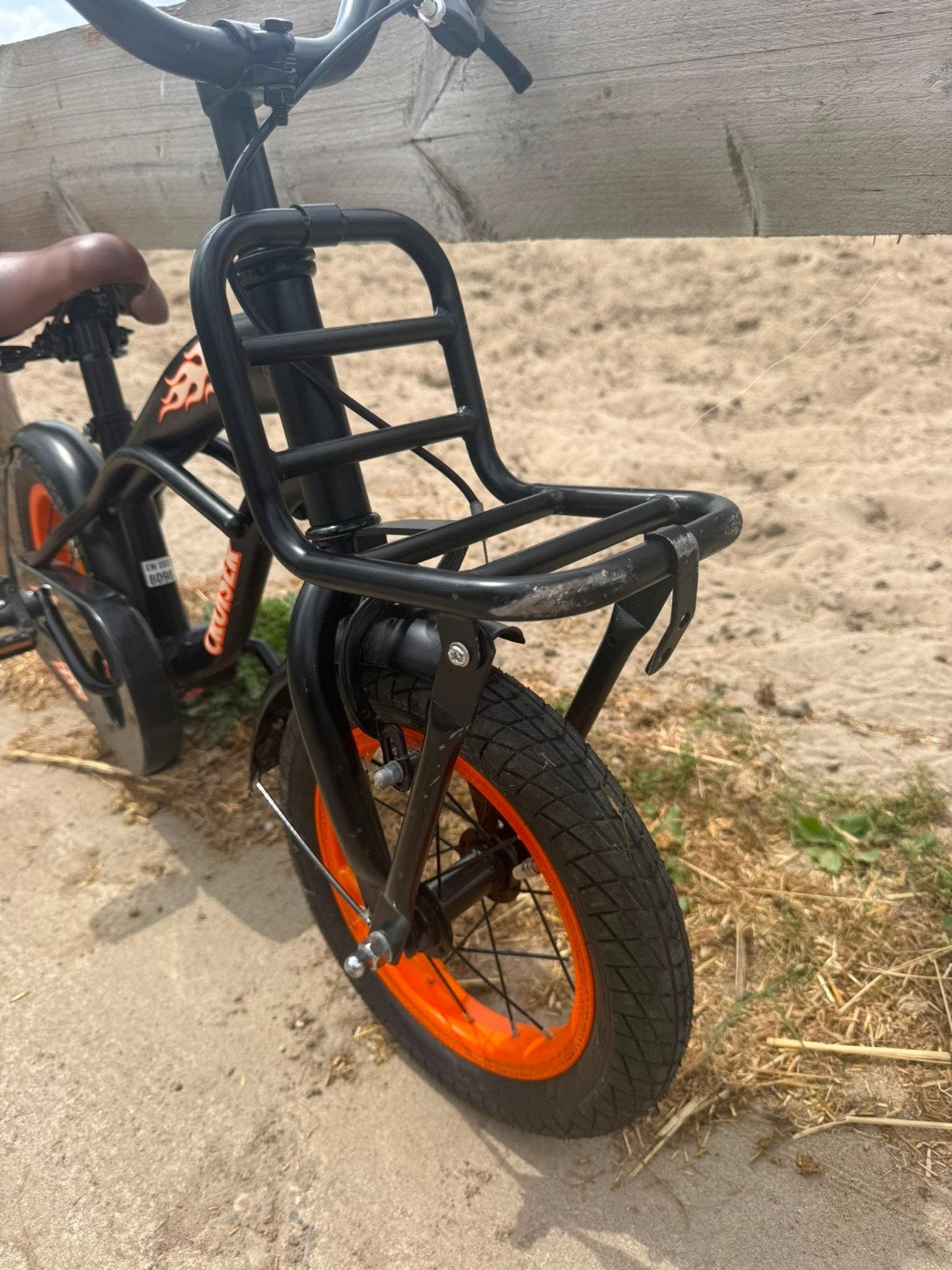 Stoere Jongensfiets Cruiser 12 inch – Zwart, Ophalen, Terugtraprem, Gebruikt, 14 inch of minder