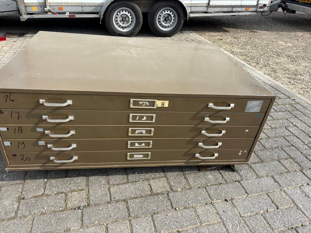 Stalen ladekast, Huis en Inrichting, Kasten | Ladekasten, Gebruikt, Minder dan 100 cm, 100 tot 150 cm, 75 cm of meer, Metaal, 5 laden of meer