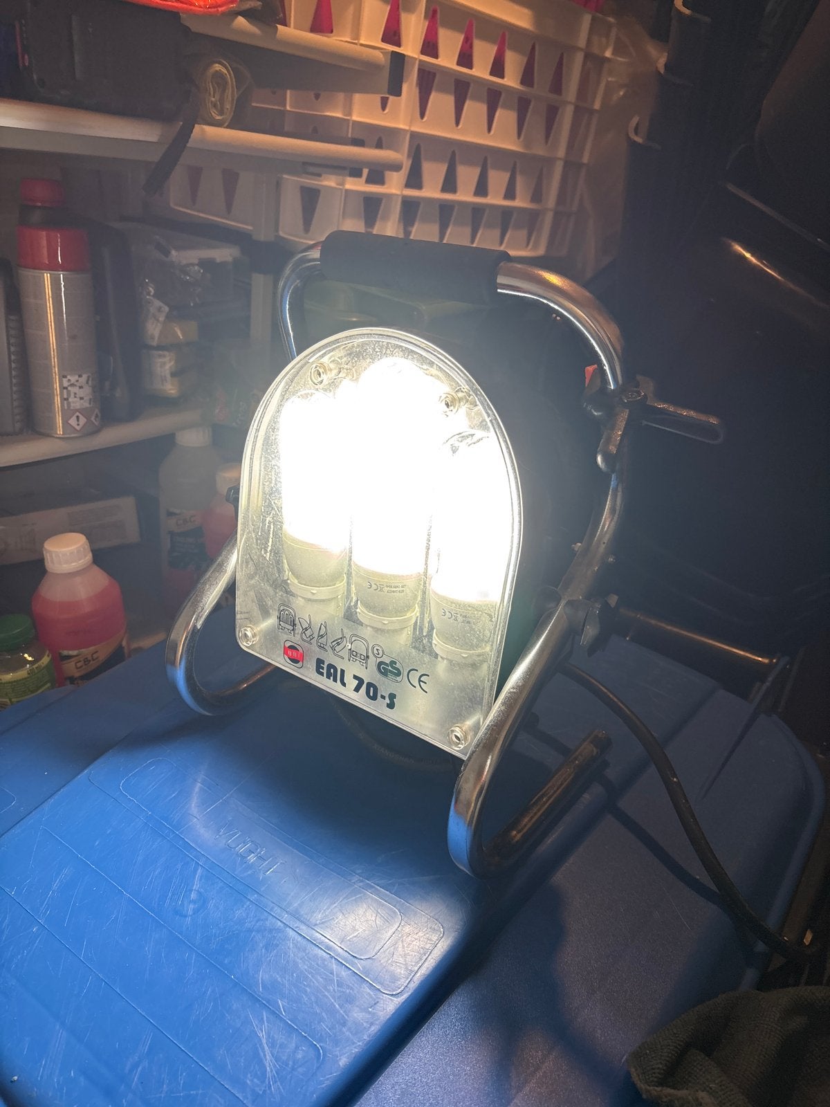Bouwlamp / Werkspot met 3 spaarlampen, Ophalen, Gebruikt, Minder dan 50 watt, Met statief