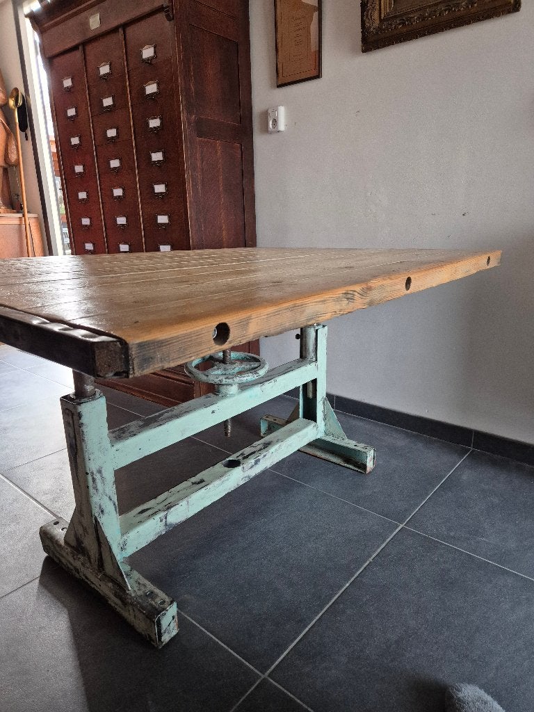 Vintage industriële tafel, Ophalen, Gebruikt, 50 tot 100 cm, 50 tot 100 cm