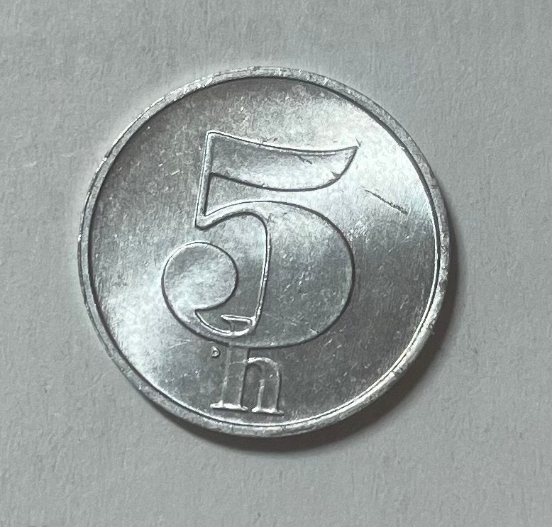 5 heller Tsjecho-Slowakije 1991, Ophalen of Verzenden