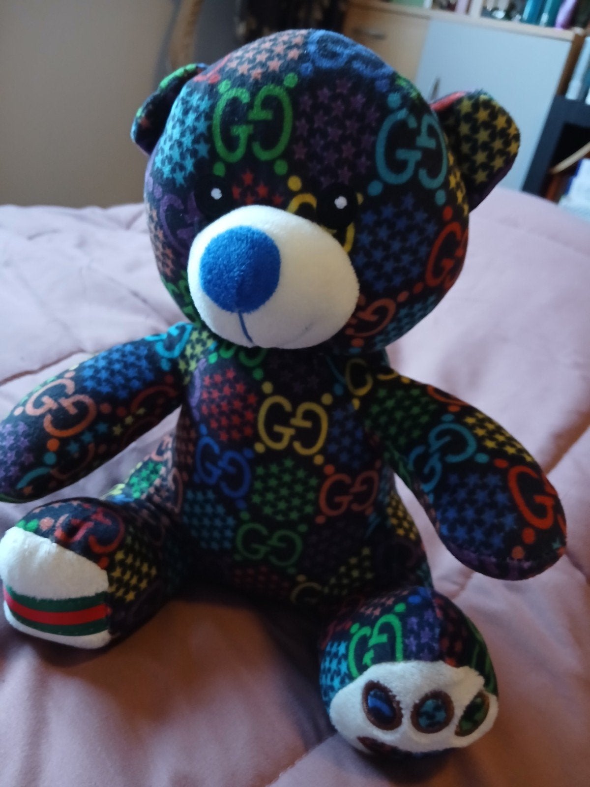 Build-A-Bear Gucci-stijl Regenboog Sterren Knuffelbeer, Ophalen, Zo goed als nieuw, Beer