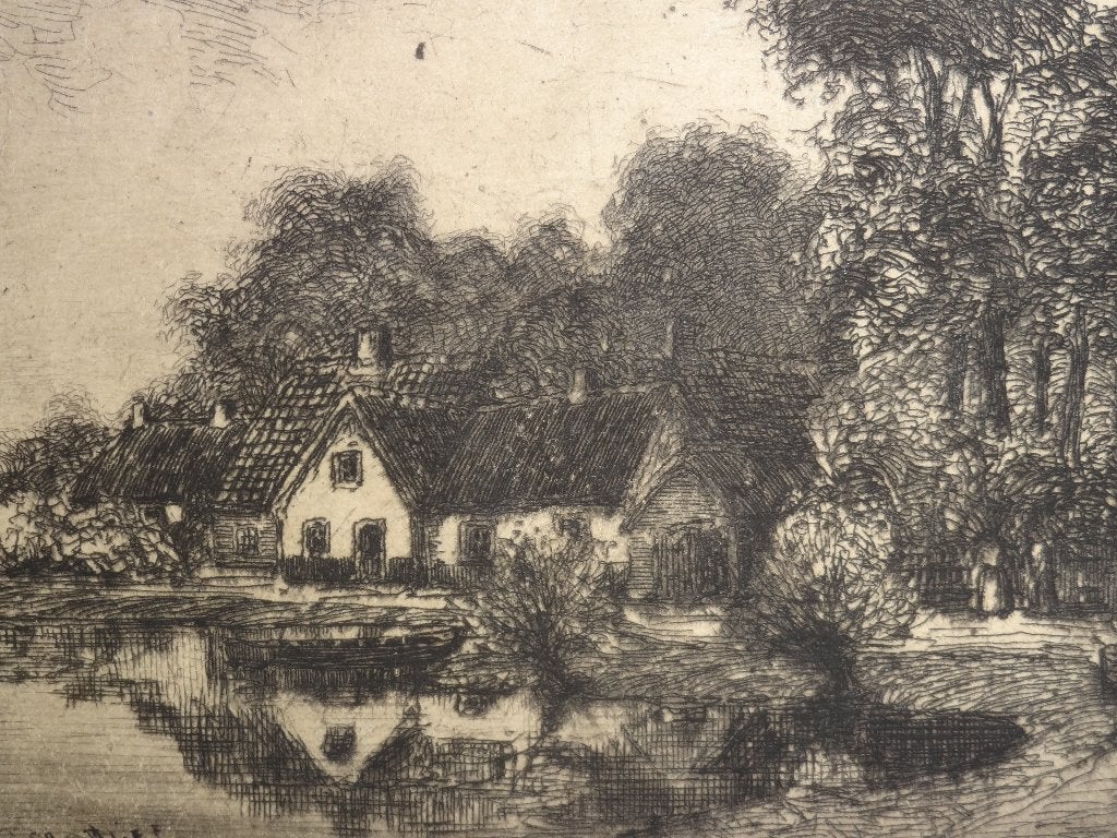ets huis aan meer Noord of Zuid-Holland, P. Matthes, Antiek en Kunst, Landschap, Origineel, 1900 - 1949, Verzenden