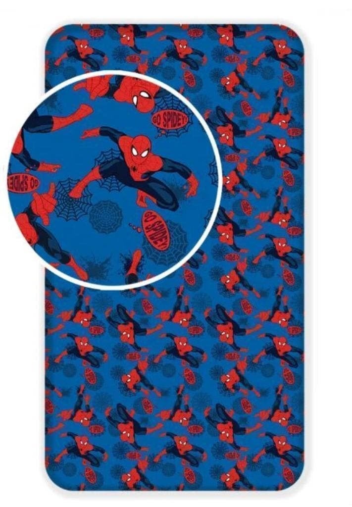 Spiderman Hoeslaken - 90x200 cm - Marvel - Katoen, Kinderen en Baby's, Kinderkamer | Beddengoed, Nieuw, Hoeslaken of Sloop, Blauw