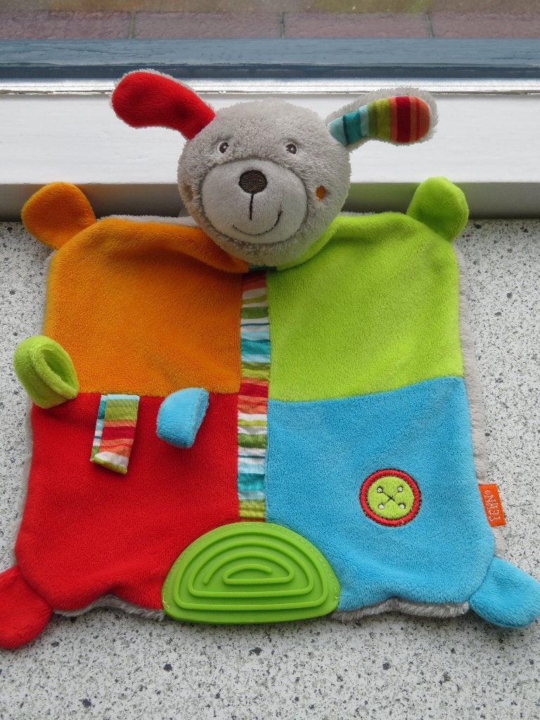 Knuffeldoek konijn of hond merk Babyfehn Fehn vrolijk ge, Ophalen of Verzenden, Zo goed als nieuw, Hond, Wasbaar