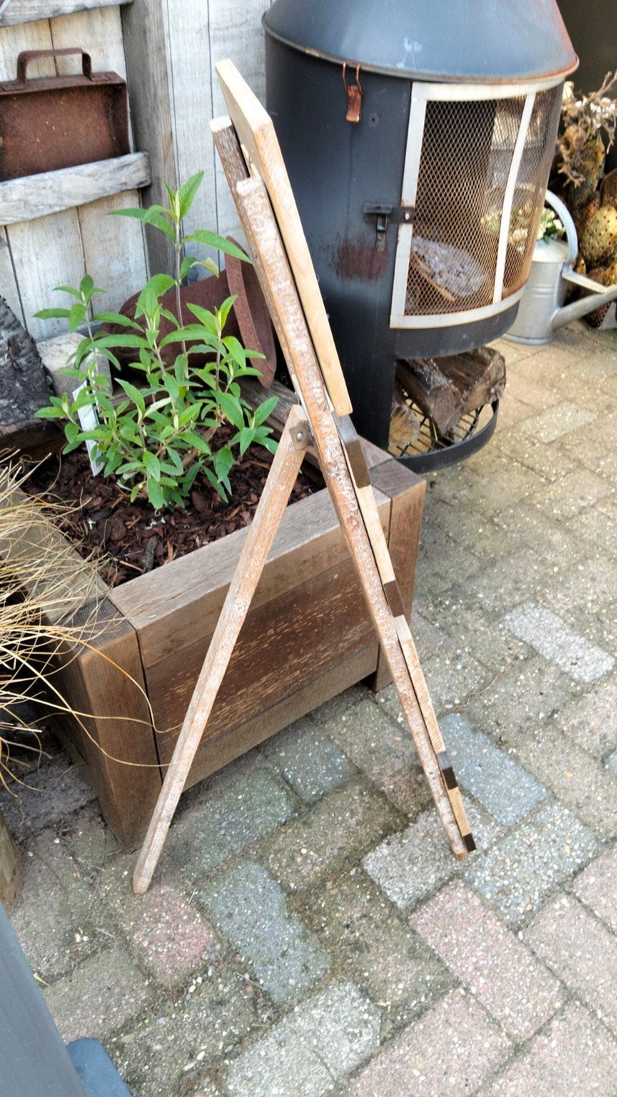 Brocante staande fotolijst
Geschikt voor 4 fotos, Ophalen, Gebruikt, Hout, .