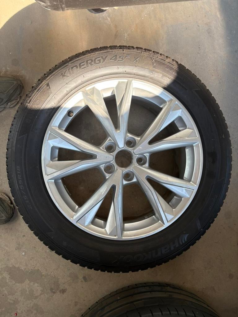 Audi Q3 velgen met banden 18 inch origineel, Ophalen, 18 inch, Gebruikt, Banden en Velgen