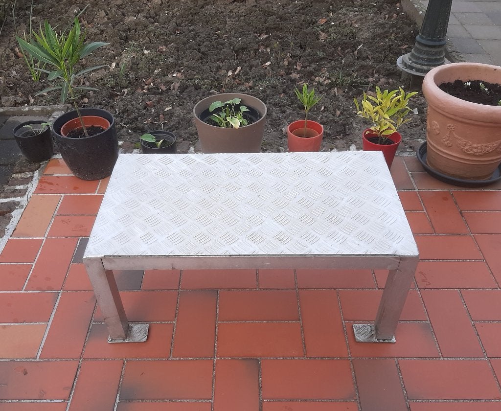 Aluminium Opstapbankje Werkbankje Tafeltje 77 x 40 x 31 cm, Ophalen, Zo goed als nieuw