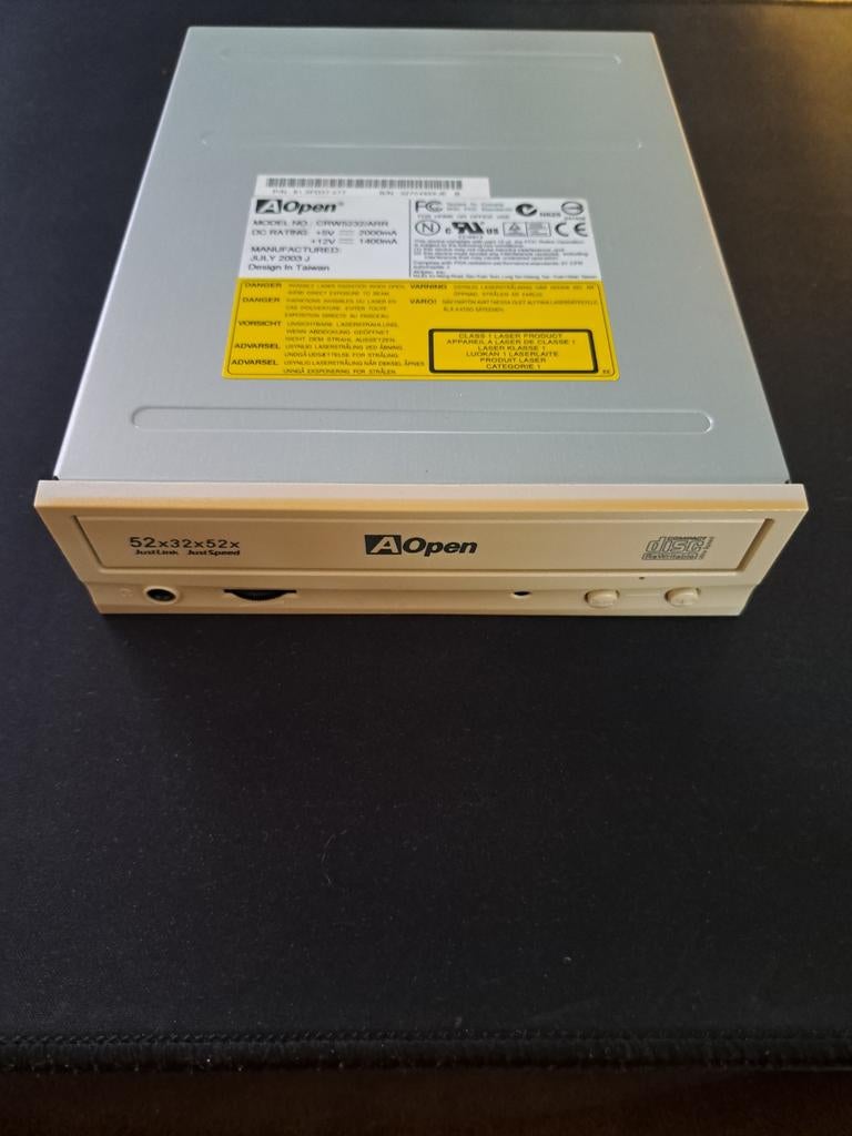 AOpen CRW5232ARR CD-RW Drive 52x32x52x, Intern, Gebruikt, Ophalen of Verzenden, Windows