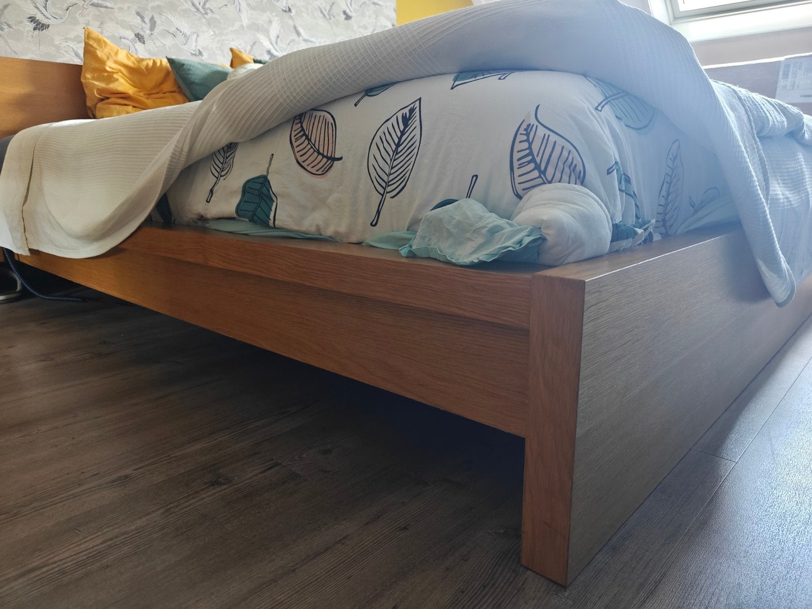 IKEA Malm bedframe (220 x 180), Ophalen, Gebruikt, Bruin, Tweepersoons
