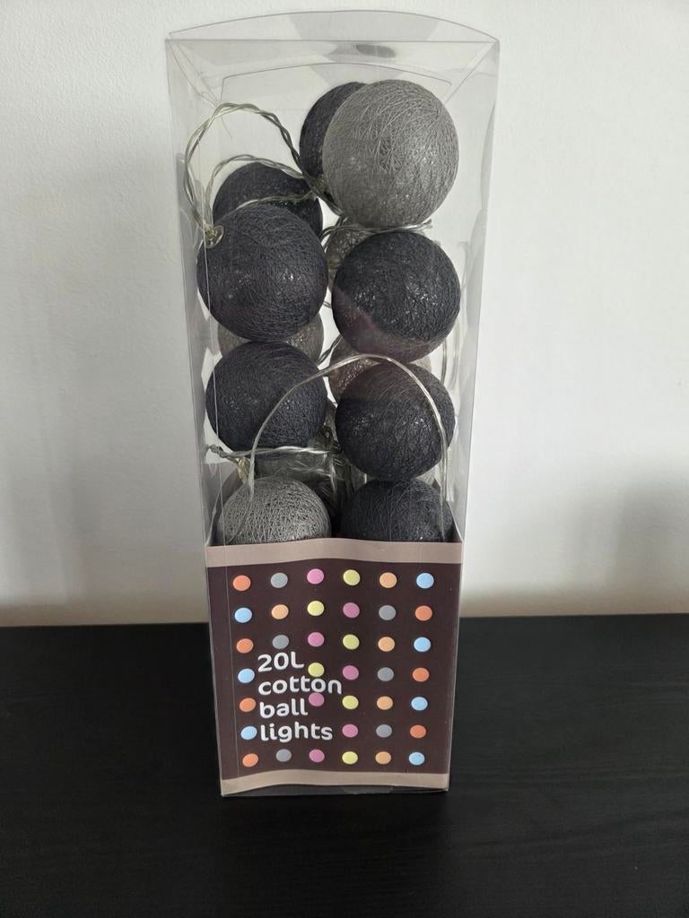 Lichtslinger met katoenen ballen, grijs, Ophalen, Nieuw