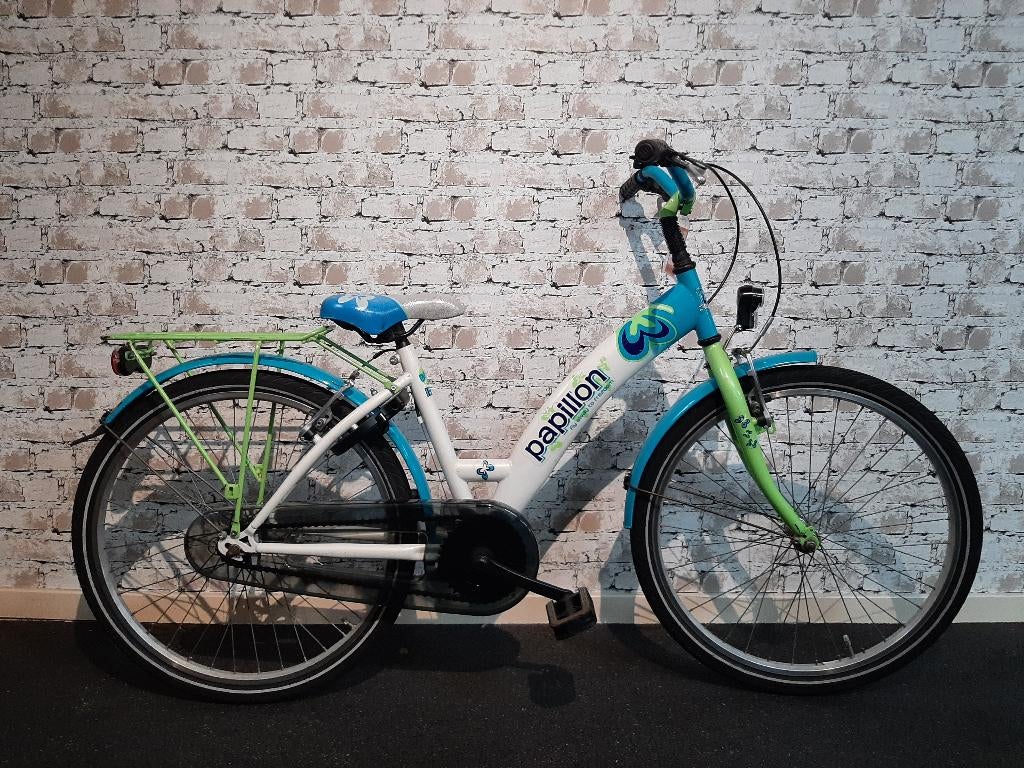 Bike Fun Papillon 24 inch meisjesfiets, remnaaf, blauw/groen, Ophalen, Bike fun kids, Versnellingen, Gebruikt