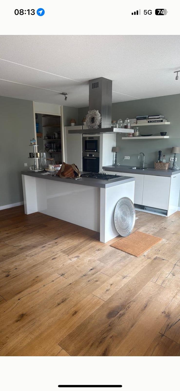 Houten vloer ongeveer 70 m2, Ophalen, Gebruikt, Minder dan 25 mm, Eiken