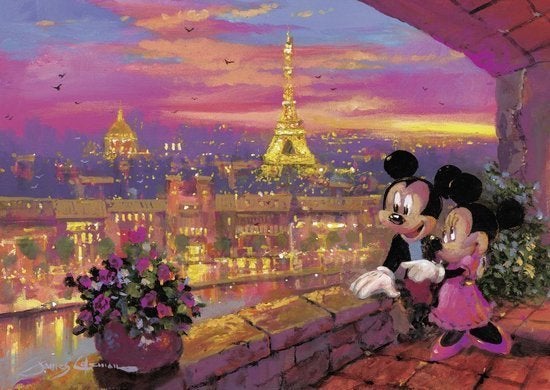 legpuzzel mickey en minnie in parijs, Ophalen of Verzenden, 500 t/m 1500 stukjes, Zo goed als nieuw, Legpuzzel
