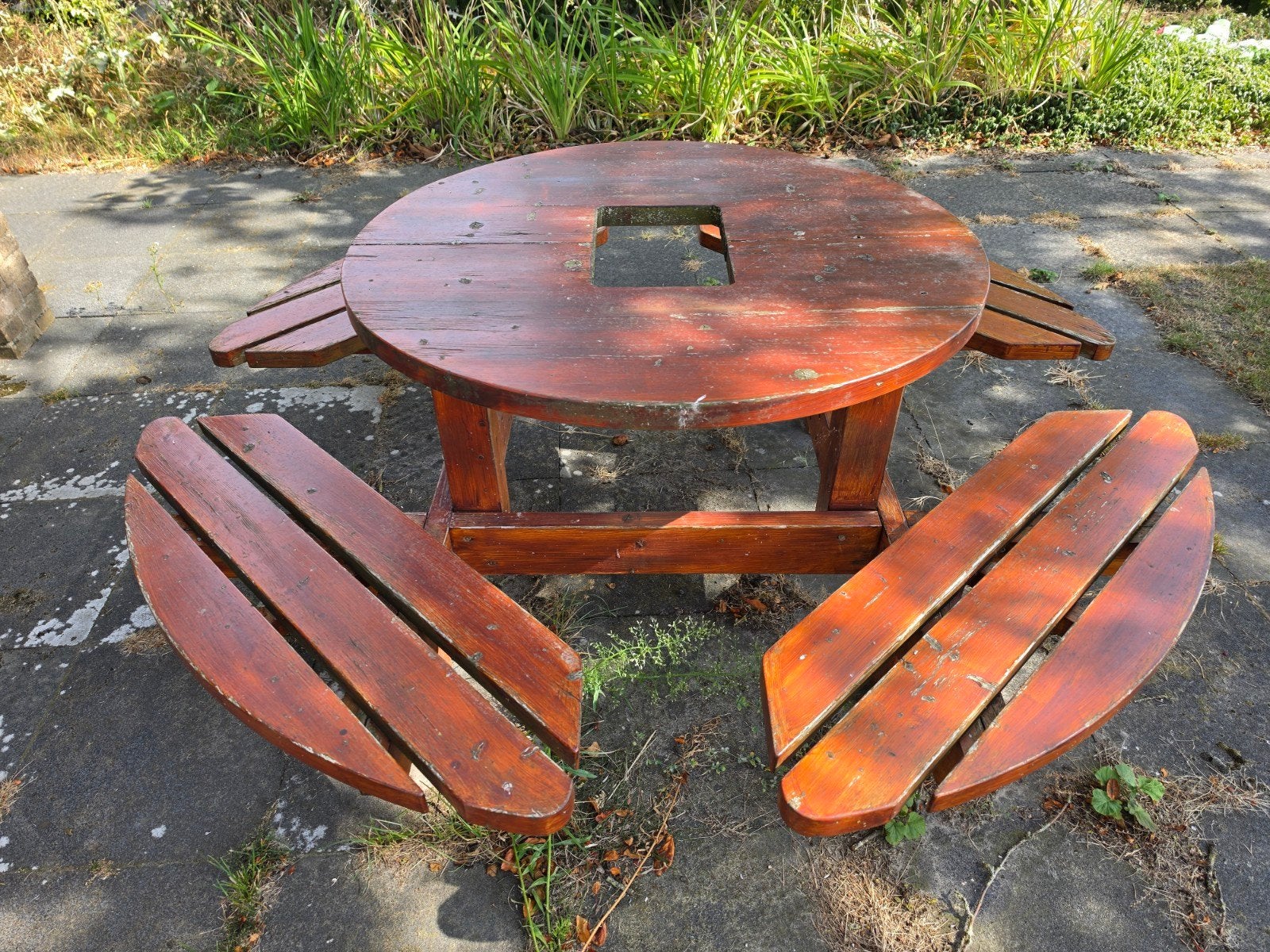 Ronde picknicktafel voor 8 personen, Tuin en Terras, Ophalen, Gebruikt, Rond, Hout