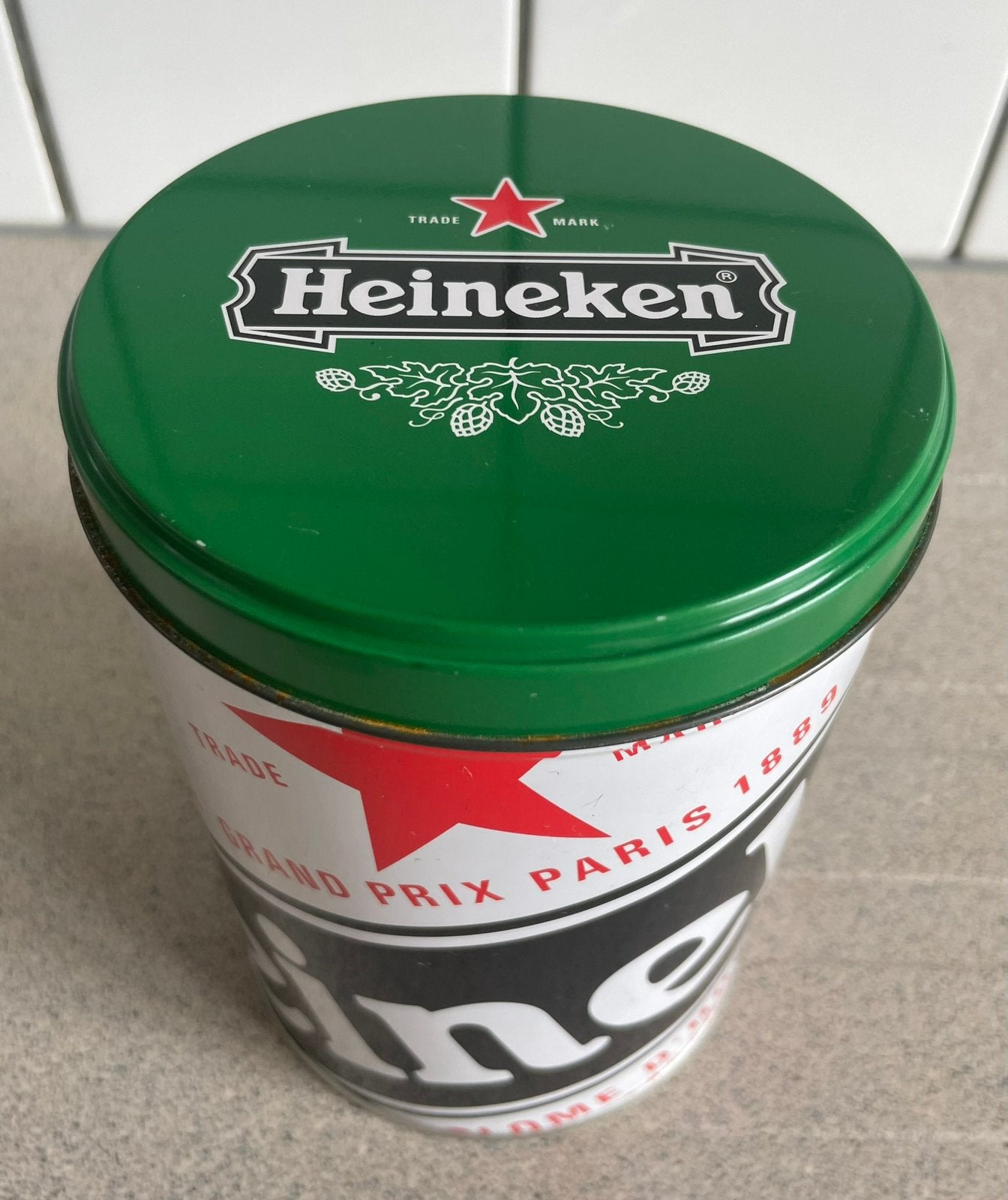 Heineken bier blik trommel, Ophalen of Verzenden, Zo goed als nieuw, Glas of Glazen, Heineken