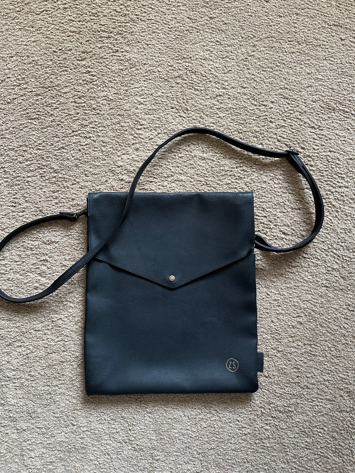 Zwarte leren schouder tas van Zusss, Ophalen of Verzenden, Zo goed als nieuw, Zwart, Schoudertasje