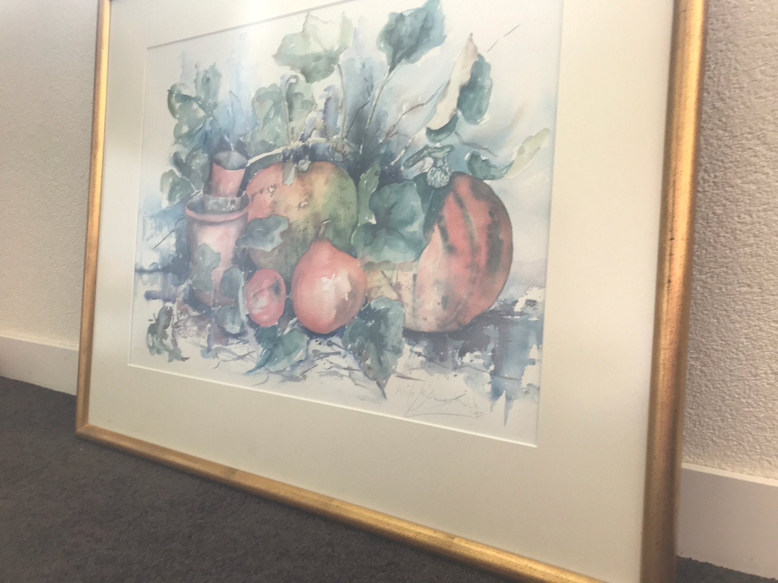 Schilderij stilleven met pompoenen, Antiek en Kunst, Ophalen
