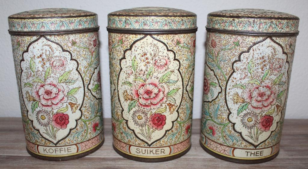 Set antieke voorraadblikken Art Nouveau /Jugendstil, Ophalen of Verzenden