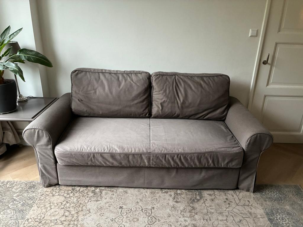 IKEA Backabro slaapbank - Grijs, 140x200 cm, Ophalen, Gebruikt, Tweepersoons, 140 cm