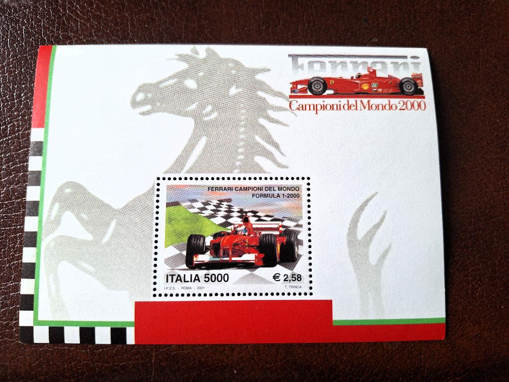 Italiaanse postzegel Formule 1 Ferrari Wereldkampioen, Ophalen of Verzenden, Buitenland