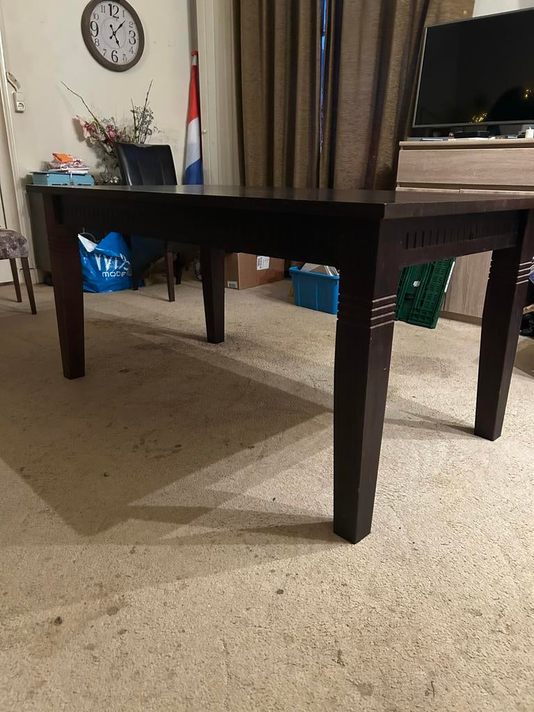 Donkerbruine eettafel 160x90cm, Huis en Inrichting, Tafels | Eettafels, Ophalen, Gebruikt, 50 tot 100 cm, 150 tot 200 cm