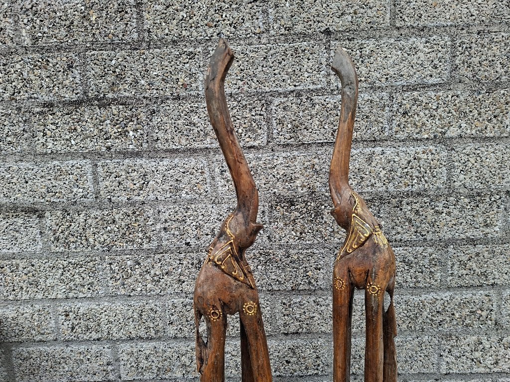set handgemaakte grote staande olifanten, Antiek en Kunst, Ophalen of Verzenden, Handgemaakt, Houtsnijwerk
