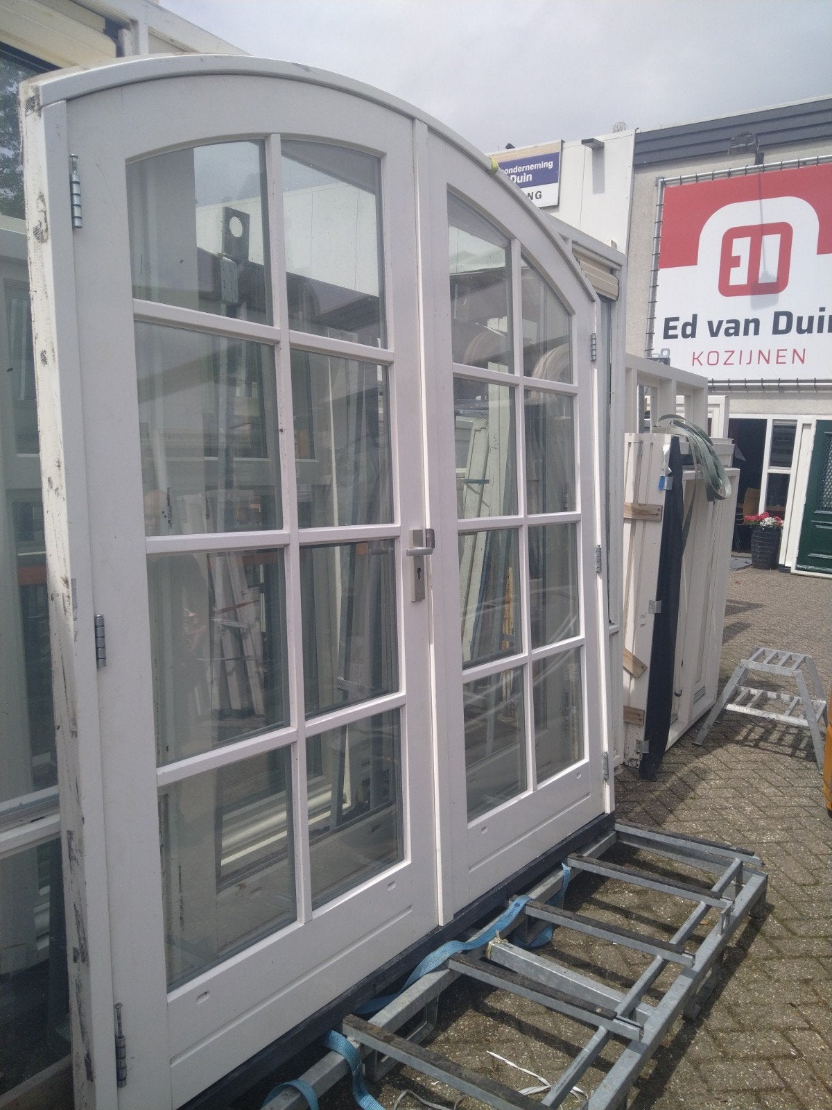Toog kozijn met dubbele tuindeuren, Ophalen, Glas, 120 cm of meer, 215 cm of meer