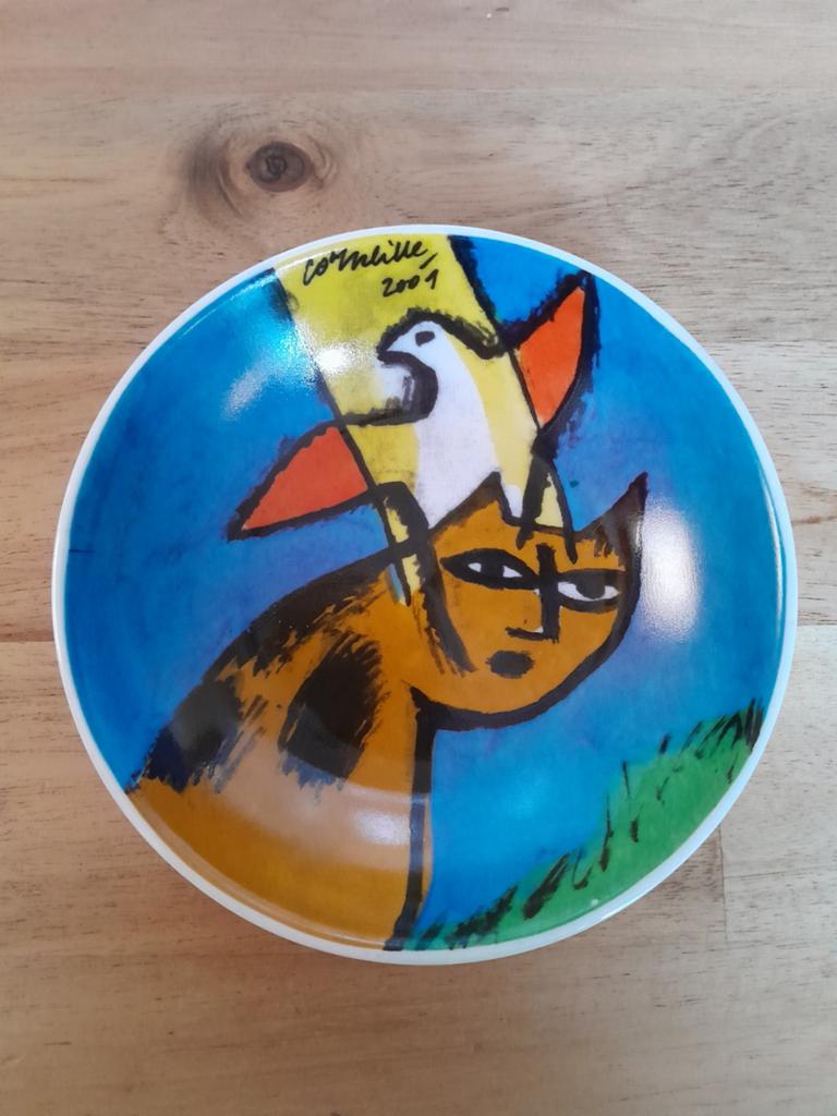 Corneille schaaltje 2001 - Kat en vogel, Ophalen of Verzenden