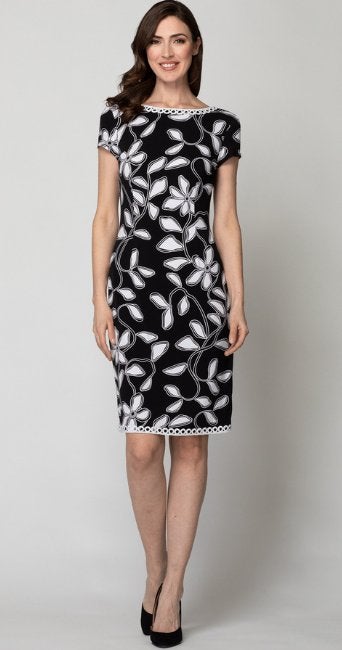 Joseph Ribkoff getaillerde chique wit/zwarte jurk mt 44