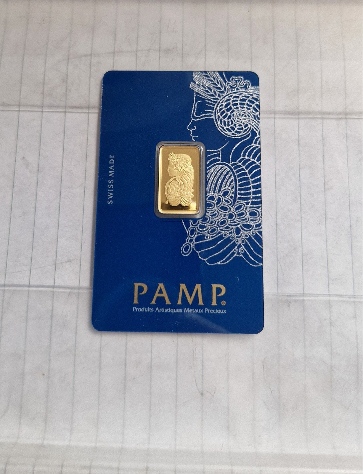 Gouden 5 gram baar pamp Suisse, Ophalen, Goud